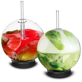 Smoking Gun Wood Smoke Infuser Cocktail Ball 2 pcs Food Smoke Infuser Accessory Cocktail Ball Glass with Glass Straw for Drink Smoker 12 Oz (350