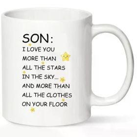 1pc "Son, I Love You More Than All the Stars" Inspirational Quote - 11oz Ceramic Coffee Mug, BPA-Free & Hand-Wash