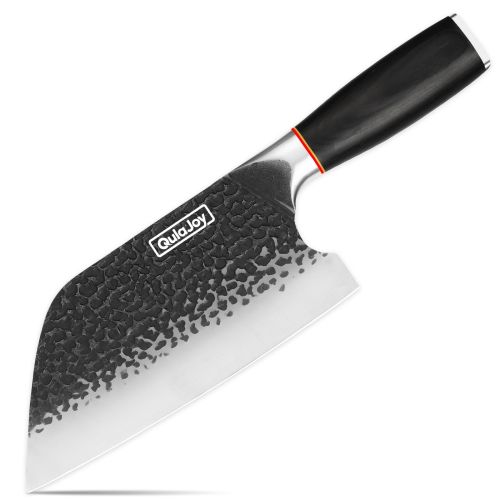Qulajoy Meat Cleaver Knife - 7.3 Inch High Carbon Stainless Steel Butcher Knife For Meat Cutting Slicing Vegetables- Professional Chopper Knife F