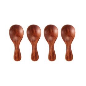 4Pcs Mini Wooden Spoons; Small Spice Condiment Spoon; Sugar Tea Coffee Scoop; Short Handle Wood Spoon; Jam Mustard Ice Cream Wood Spoons; Kitchen (Color: Brown Color)