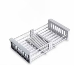 Portable Drain Rack for Kitchen Sink (Color: Silver, Type: Kitchen Supplies)